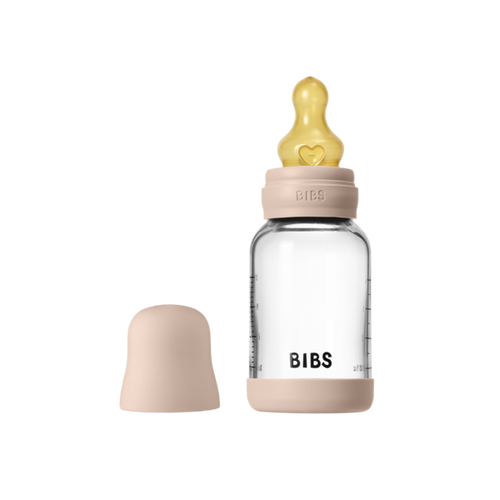 BIBS Glass Baby Bottle Round Latex 120 ml (0 - 3M Blush)