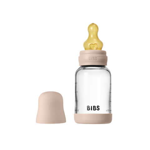 BIBS Glass Baby Bottle Round Latex 120 ml (0 - 3M Blush)