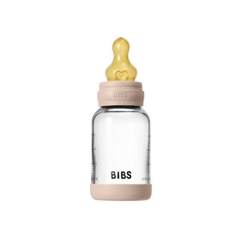 BIBS Glass Baby Bottle Round Latex 120 ml (0 - 3M Blush)