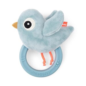 Done By Deer Sensory Rattle W/Teether Birdee Blue