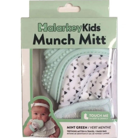 Malarkey Kids Munch Mitt Teething Mitten -Triangles -Mint Green