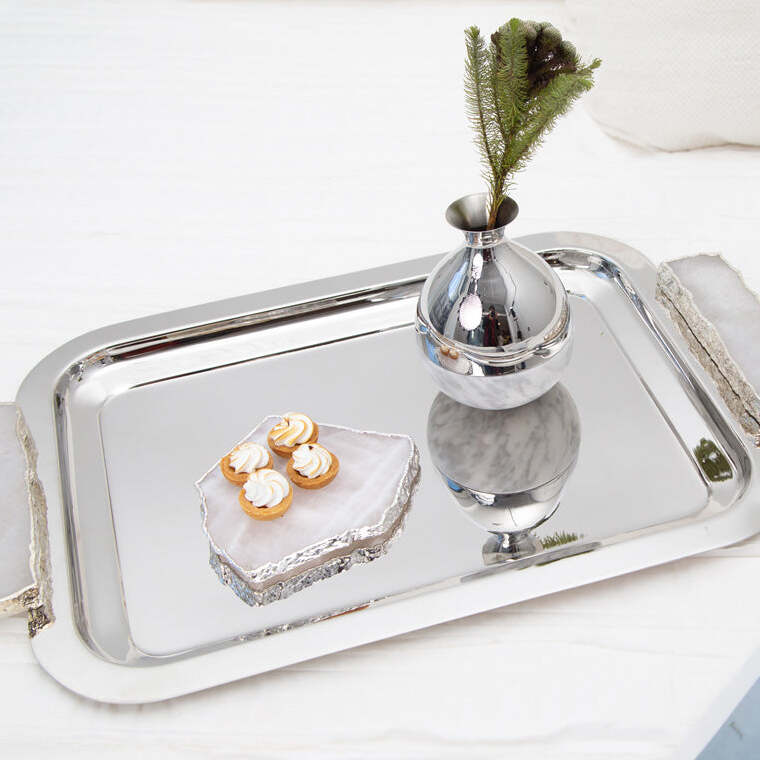 Stylish Serving Tray with snacks and vase on it - Crystal Anna New York
