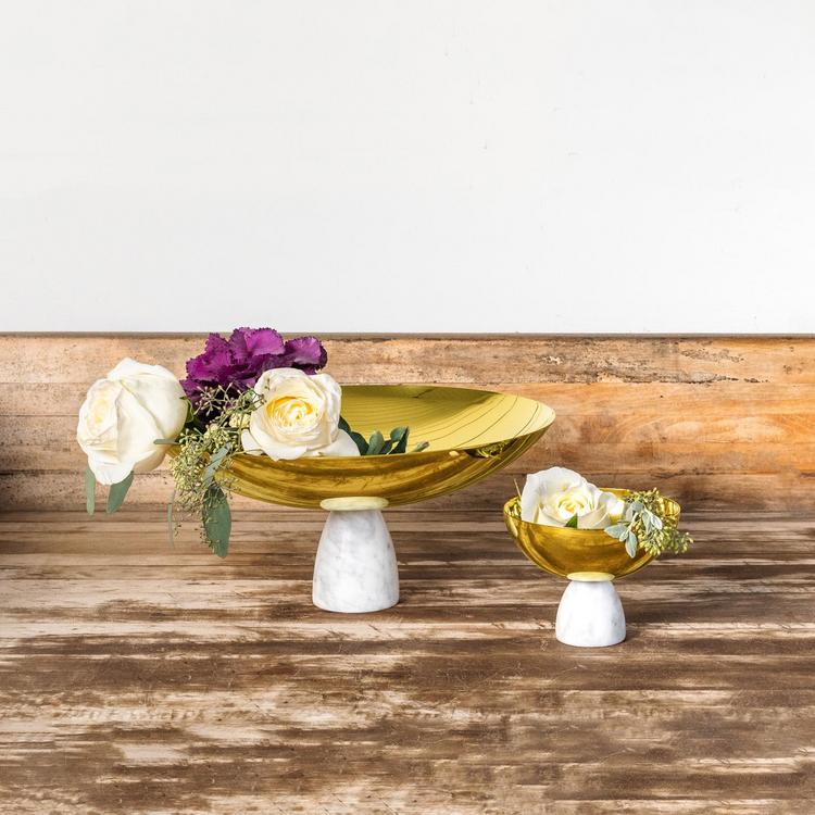 Lovely flowers in a Coluna Nut Bowl - Carrara Gold Anna New York