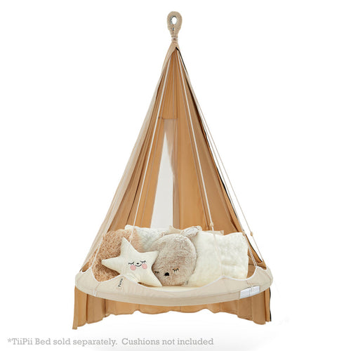 سرير الأطفال تيبي صغير الحجم بشبكة محيطة - أبيض طبيعي