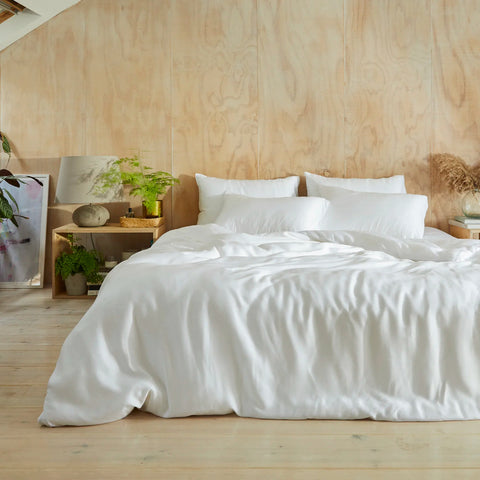  طقم ملاءة سرير بمقاس مزدوج من الأوكالبتوس - أبيض   