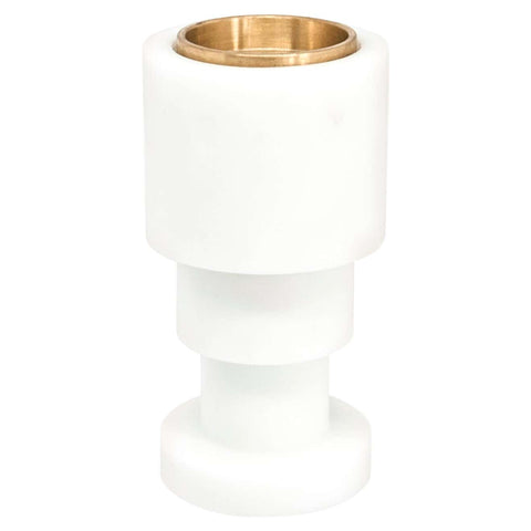 Short Squared Unicolor Candle Holder in White Carrara Marble and Brass
