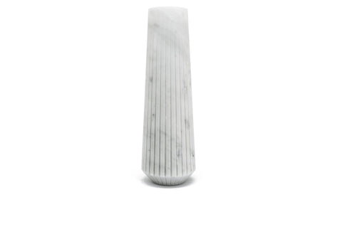 Striped High Vase in White Carrara Marble