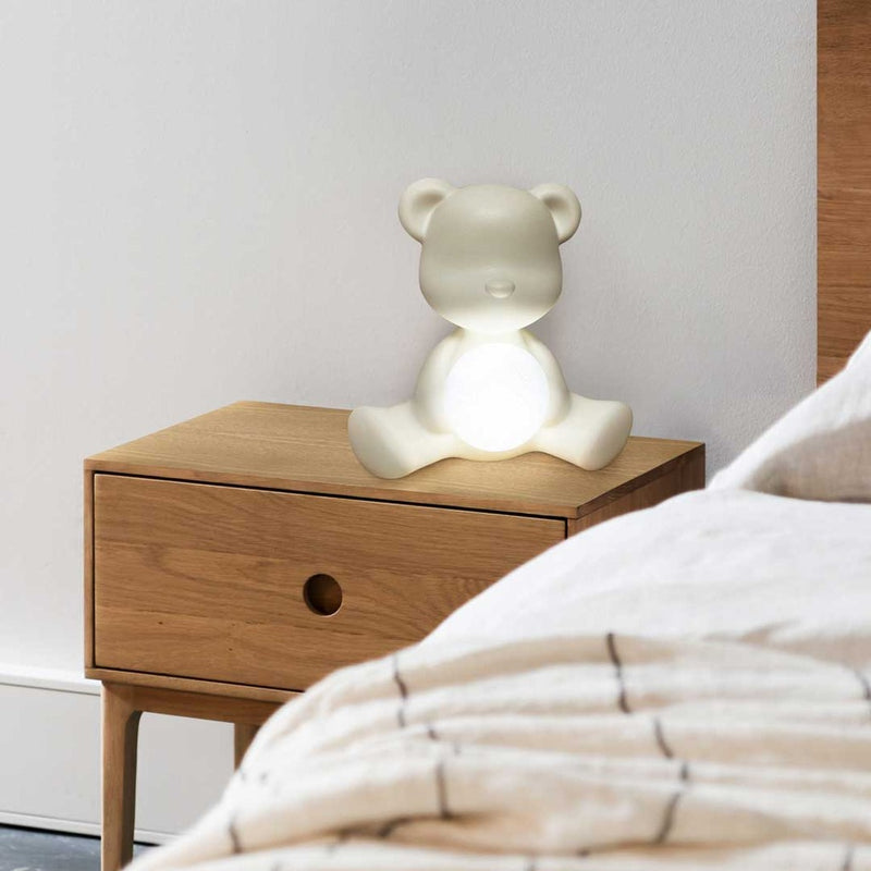 Teddy Girl Lamp with Rechargeable LED -White