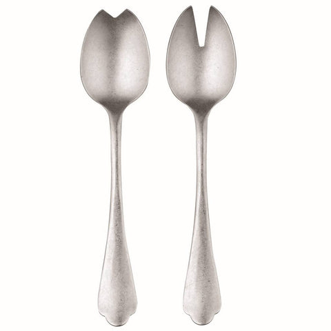 Dolce Vita Salad Serves Fork and Spoon Set - Pewter Mepra