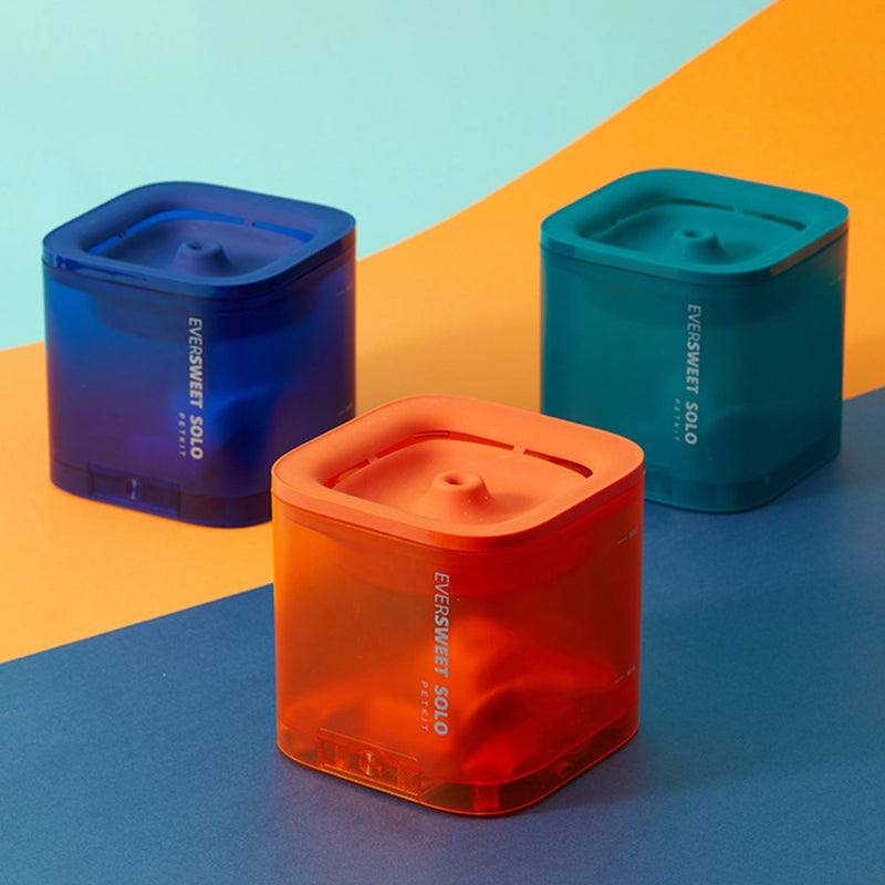 3 smart Solo Water Fountains in a colorful background