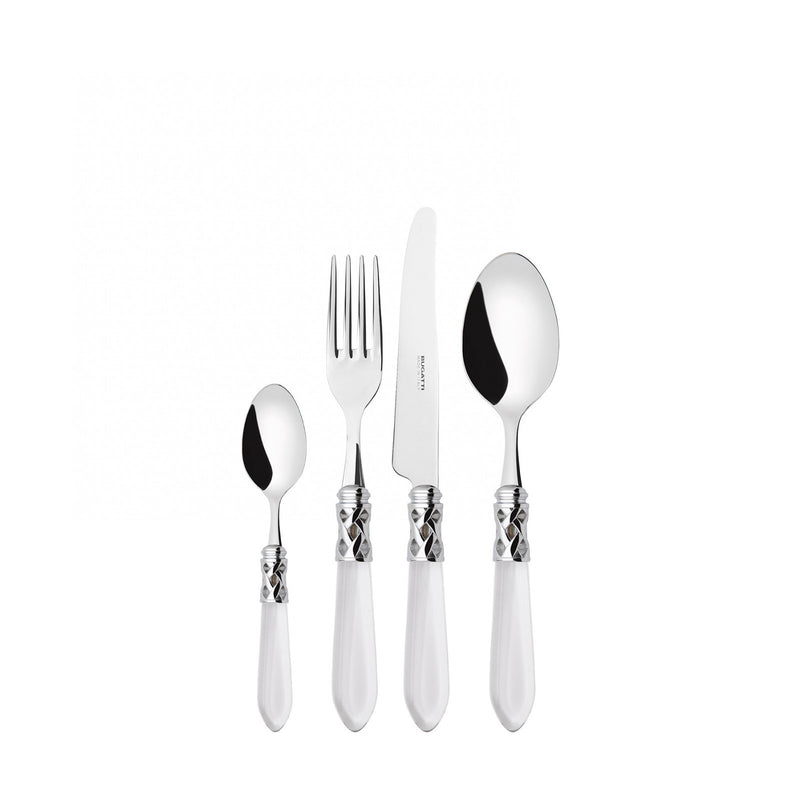 Stylish transparent cutlery set 24 pcs -Aladdin Chromed Ring - By Casa Bugatti