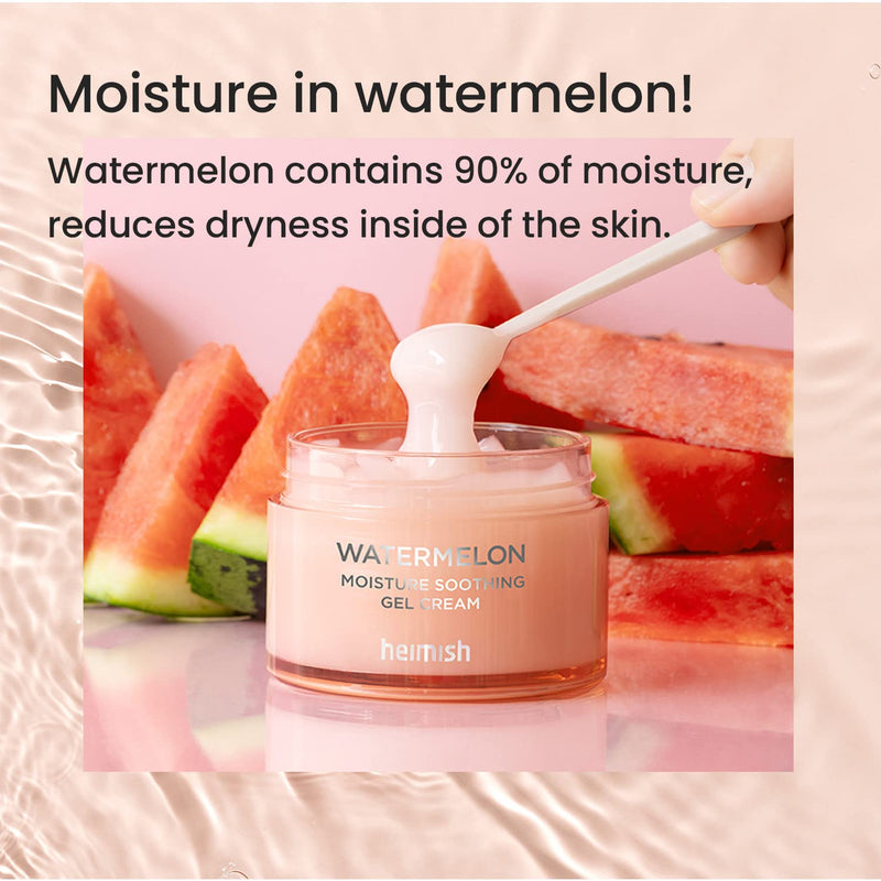 Women taking a little Watermelon Moisturizing Cream Gel with a bud -  with watermelon pieces in the background -- Watermelon Moisture Soothing Gel Cream (110ml)
