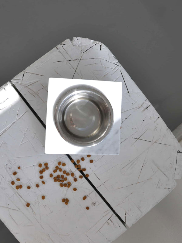 Squared Marble Bowl for Dog/Cat with Removable Steel Bowl