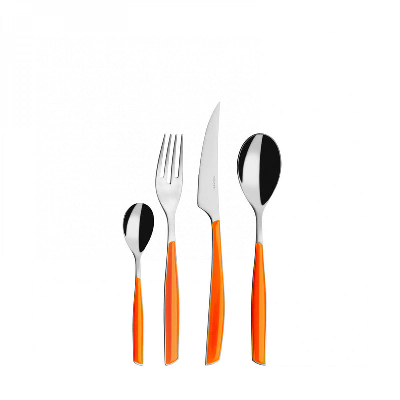 Beautiful orange color cutlery set  in white background -  By Casa Bugatti