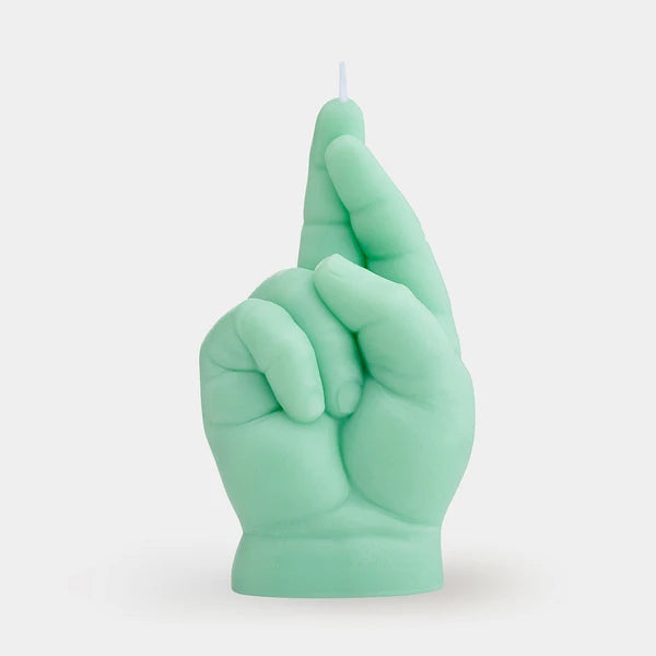 Cute Baby Hand Candle - Crossed Fingers in white background