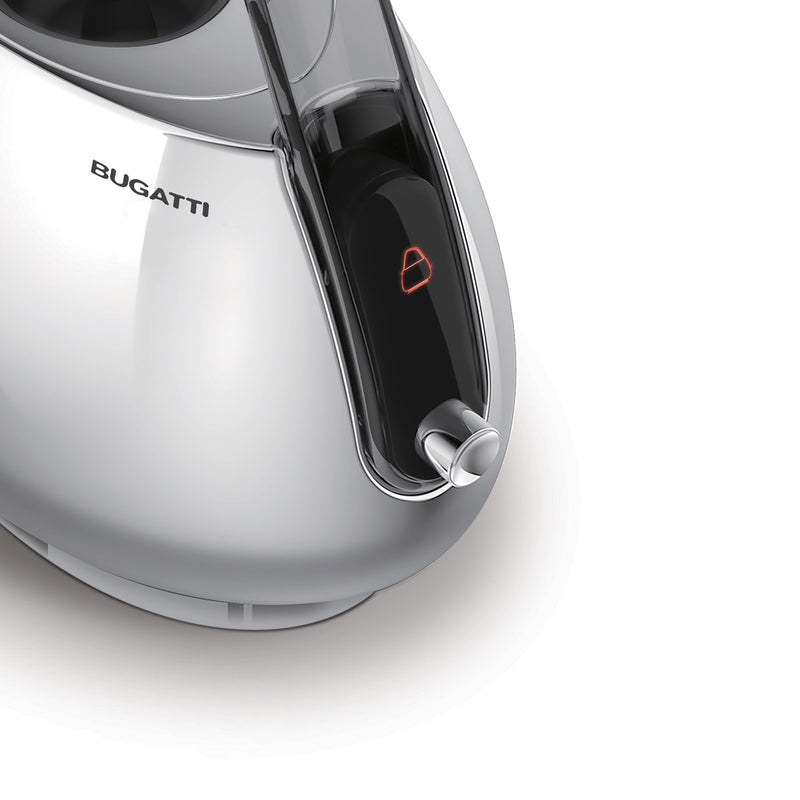 Smart kettle side view with closer look in white background - Jackie chrome - by Casa Bugatti