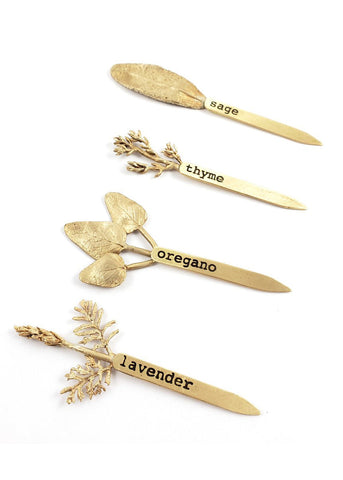 Cast Herb Plant Markers – Set of 4 - Lavender, Oregano, Thyme, and Sage