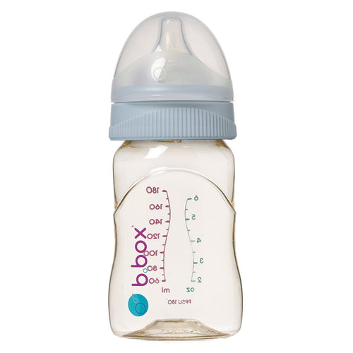 زجاجة الطفل الرضيع من البولي فينول سلفون PPSU زرقاء اللون لولابي (180 مللي)