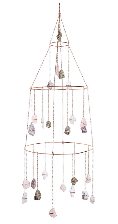 Ethereal Mixed Healing Crystal Chandelier - Rose Gold