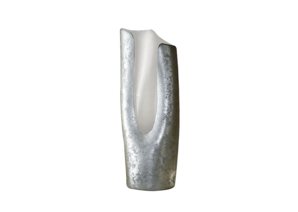 Ceramic Floor Lamp - Interior White, Exterior Silver