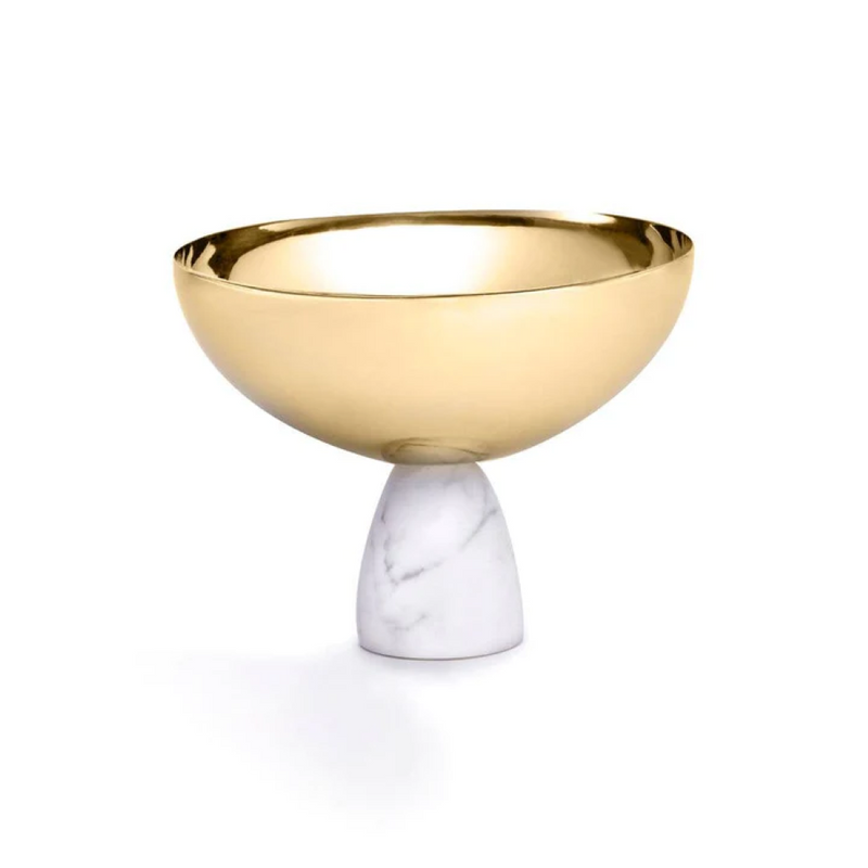 Beautiful  Coluna Nut Bowl in a white background- Carrara Gold Anna New York