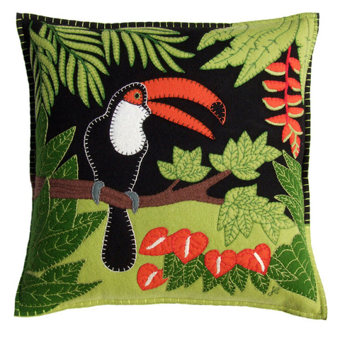 Tropical Toucan Cushion - Black