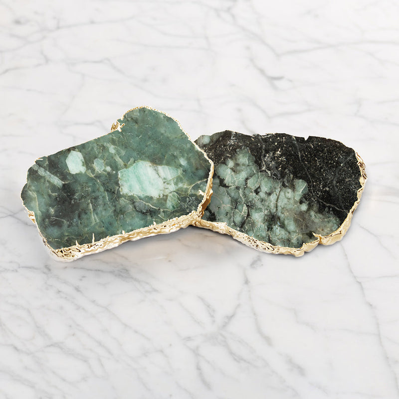 Unique coasters on table - Kivita Coasters - Pure Emerald Gold S2 Anna New York