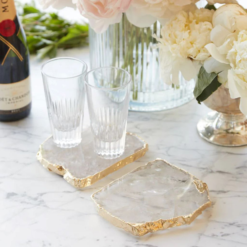 Glasses on beautiful coasters   Brings peace to your home. Designed by Anna New York.