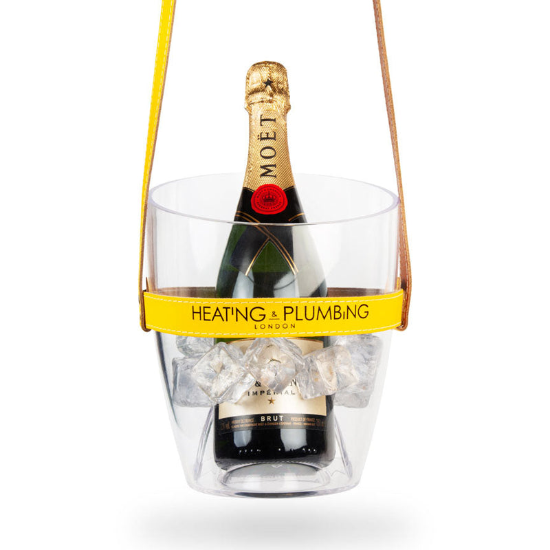 "Keep Your Cool" Champagne Bucket - Yellow Leather Strap