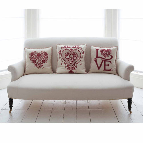 Romany Heart Cushion - Cream