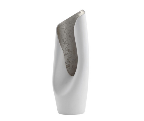 Ceramic Table Lamp - Interior Silver - Exterior White