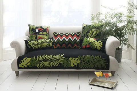 Tropical Long Palm Cushion - Black
