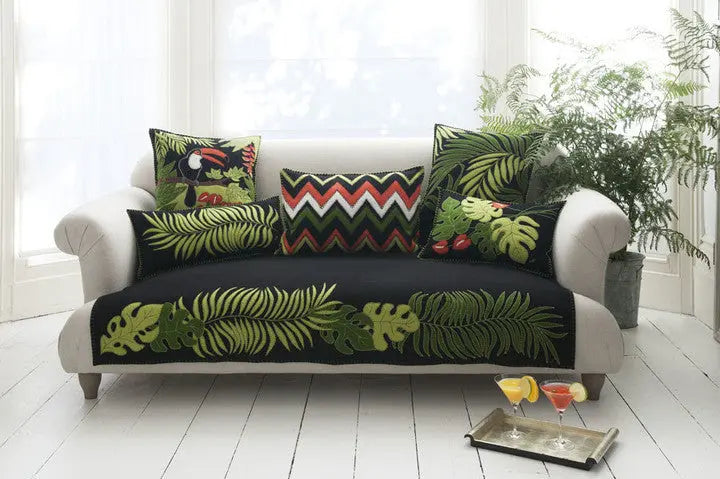 Tropical Long Palm Cushion - Black Jan Constantine