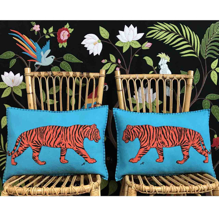 Tiger Cushion - Blue