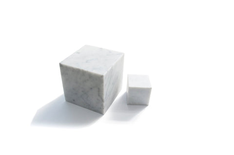 Small Decorative Paperweight Cube in Satin Marble