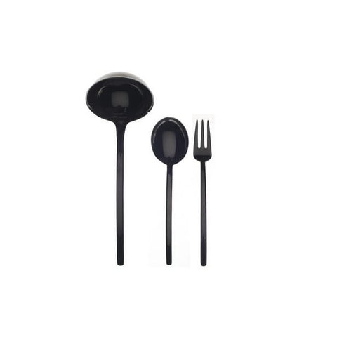 Due 3pcs Fork, Spoon and Ladle Set - Oro Nero Mepra