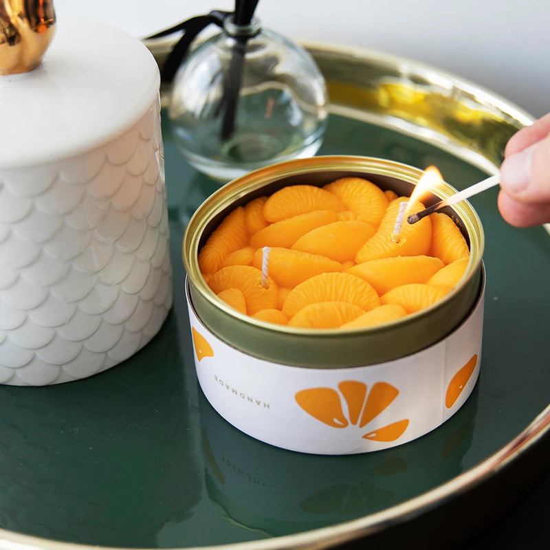 Gourmet Food Candle - Candlecan Peeled Tangerines Candle Hand