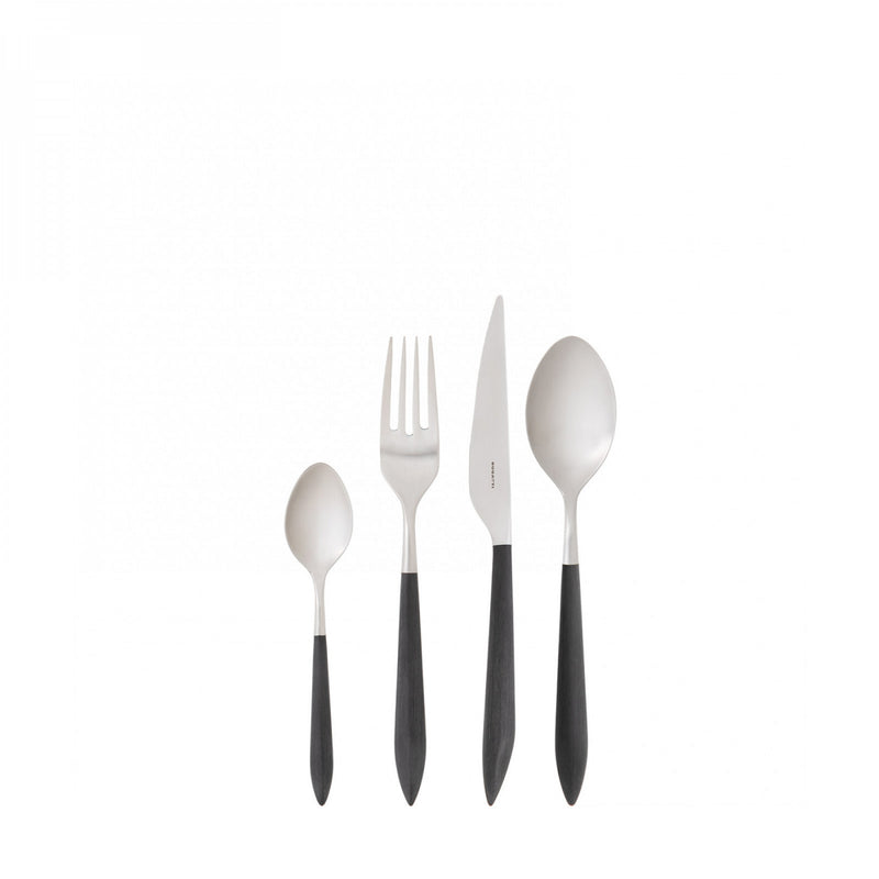 Ares Black 24 Pcs - Table spoon, teaspoon, table knife and table fork by Casa Bugatti