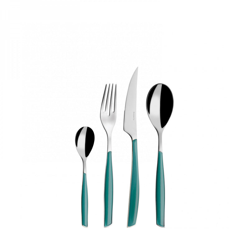 Stylish Green cutlery set in white background - By Casa Bugatti