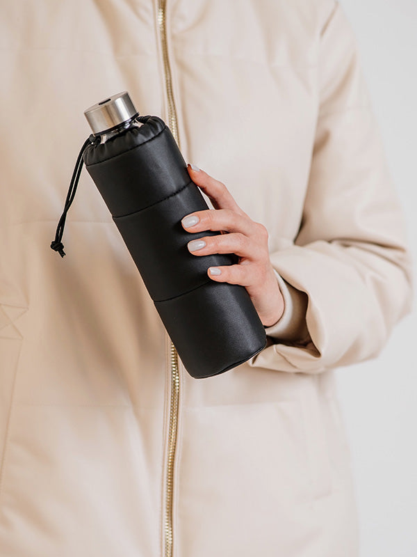 Puffy Black Glass Bottle