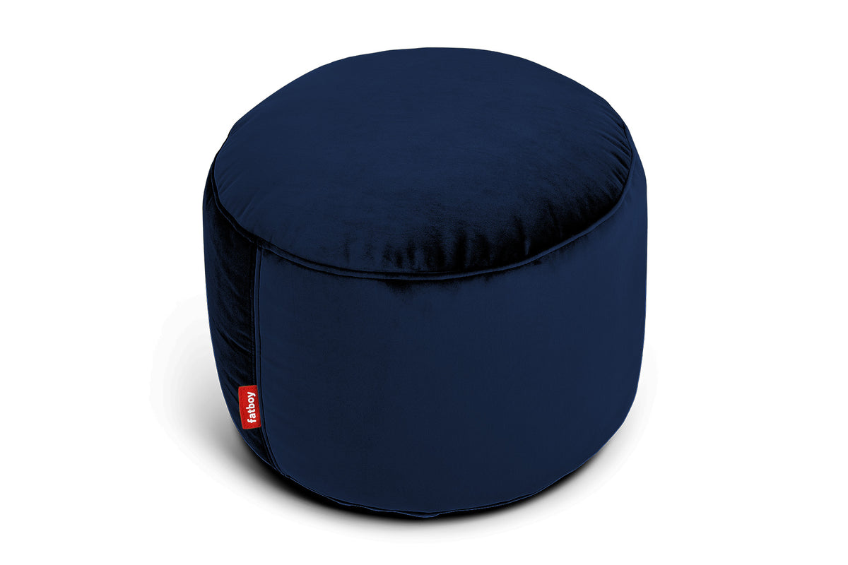 Point Velvet Pouf Ottoman - Dark Blue