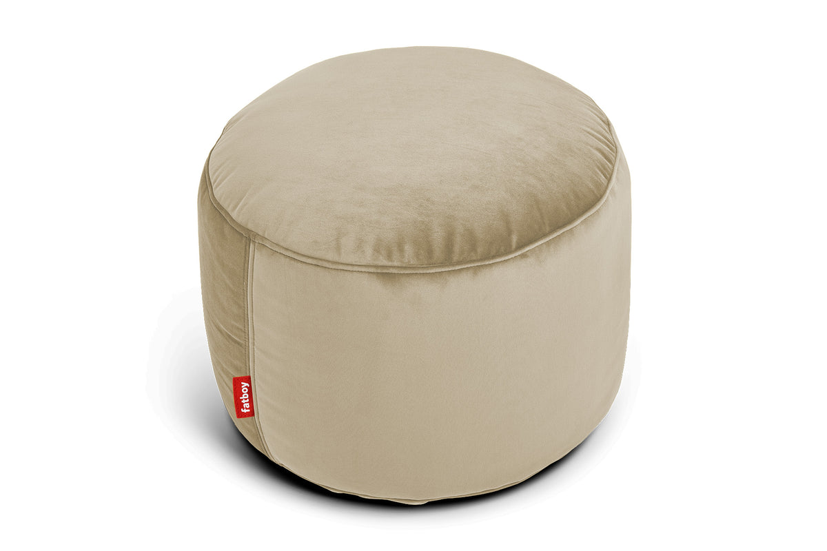 Point Recycled Velvet Pouf Ottoman - Camel