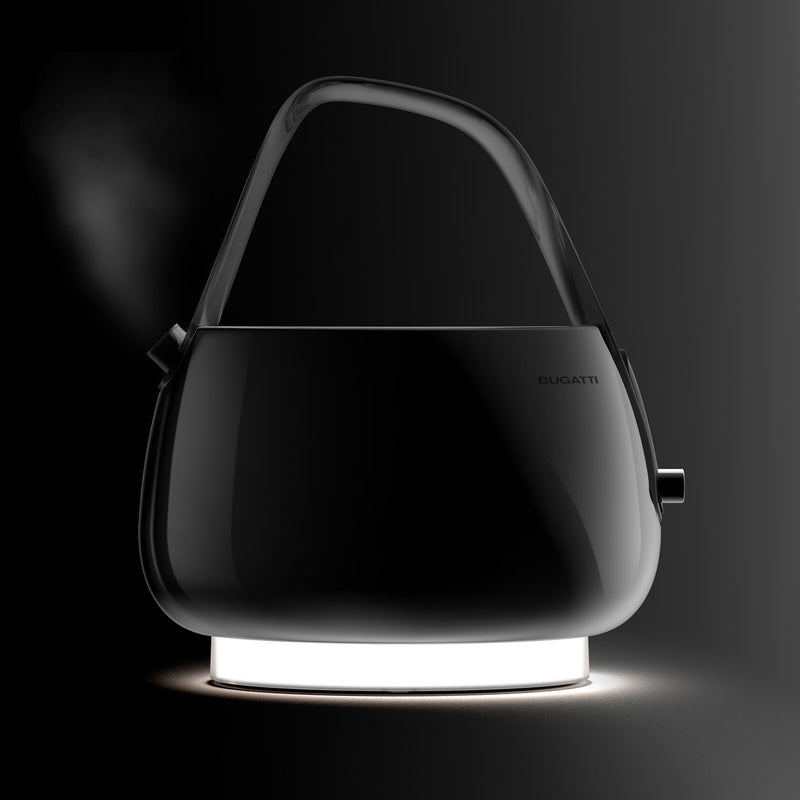 Smart Kettle with Black Handle with light in dark background - by Casa Bugatti