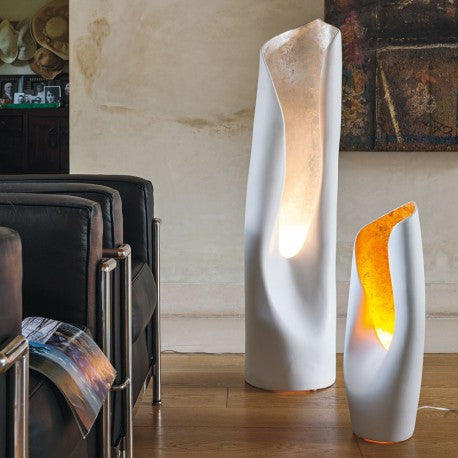 A&R Ceramic Floor Lamp - Interior Silver, Exterior White