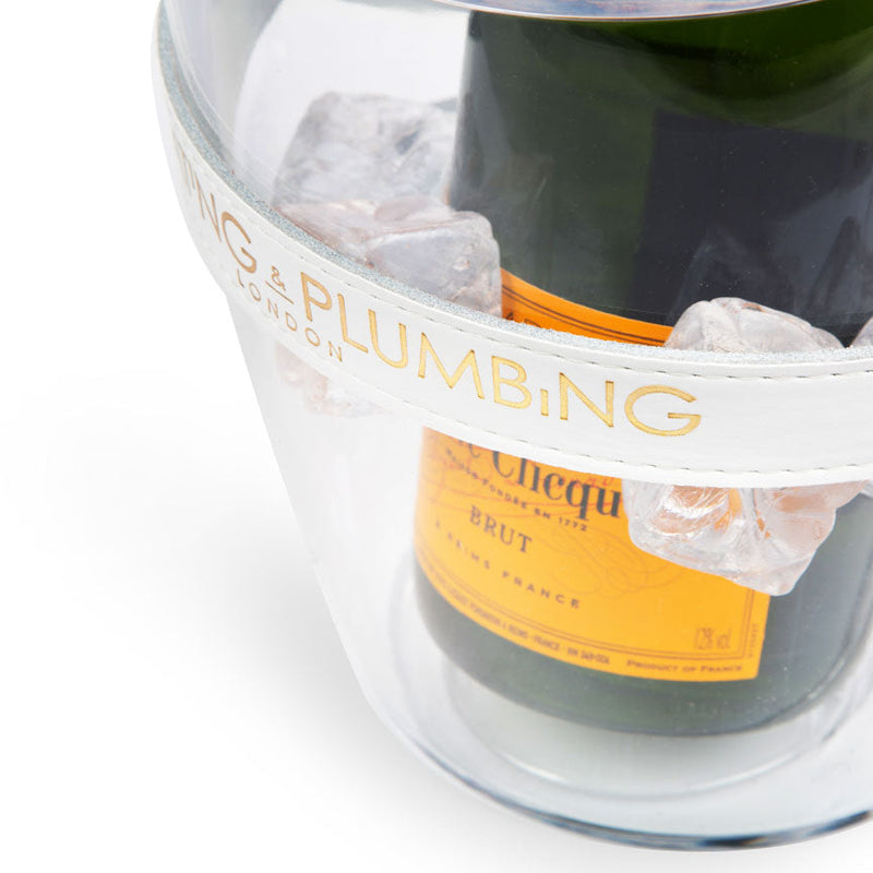 "Keep Your Cool" Champagne Bucket - White Leather strap