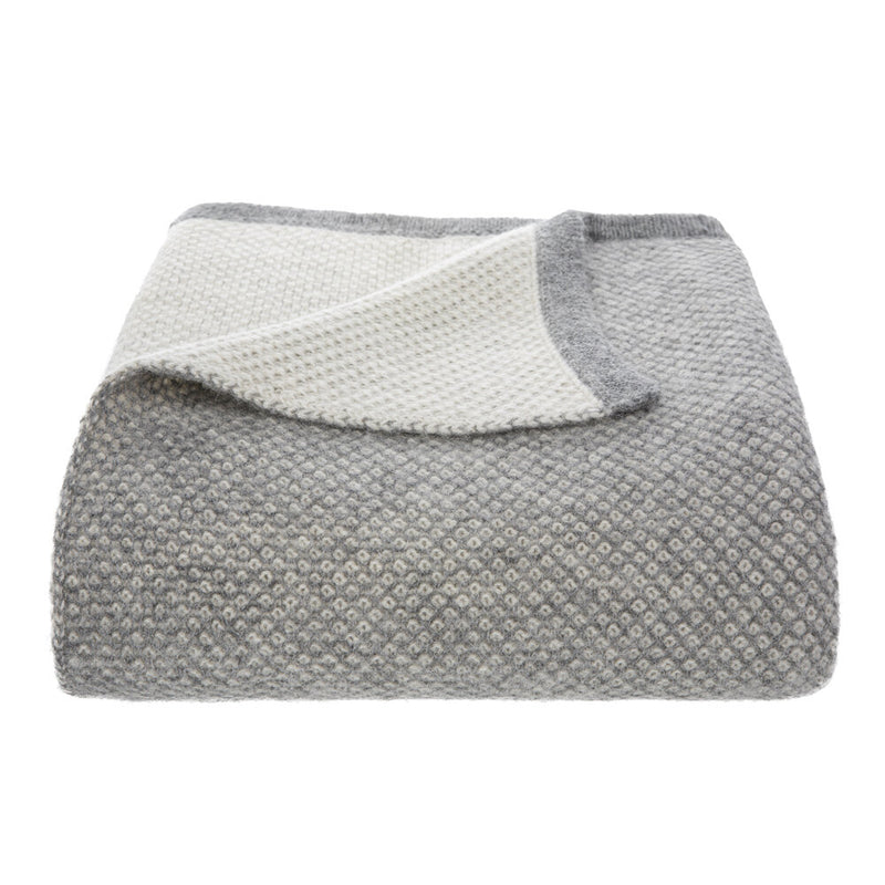 Qori Knitted Throw - Soft Grey and Cream 