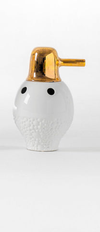 Showtime 10 Vase N°1 - White, Golden Lid
