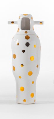 Showtime 10 Vase N°4 - White with Golden Dots